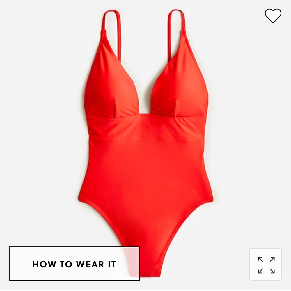 JCrew Plunge One-Piece in Bright Red, sz4